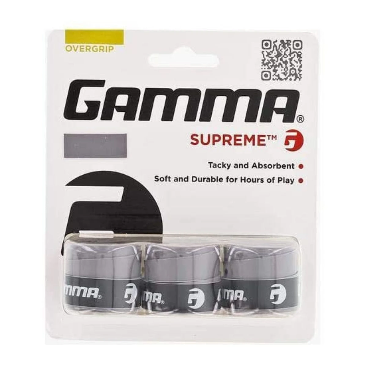 Gamma Supreme Overgrip 3 Pack (Grey) 1 Gamma Supreme Overgrip 3 Pack (Grey)