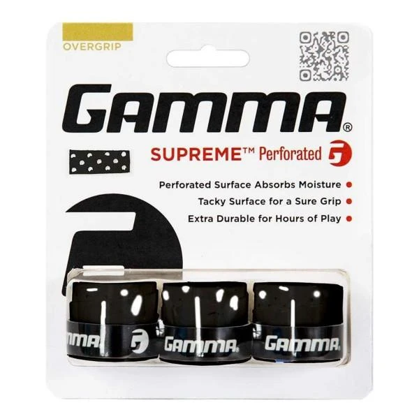 Gamma Supreme Perforated Overgrip 3 Pack (Black) 1 Gamma Supreme Perforated Overgrip 3 Pack (Black)