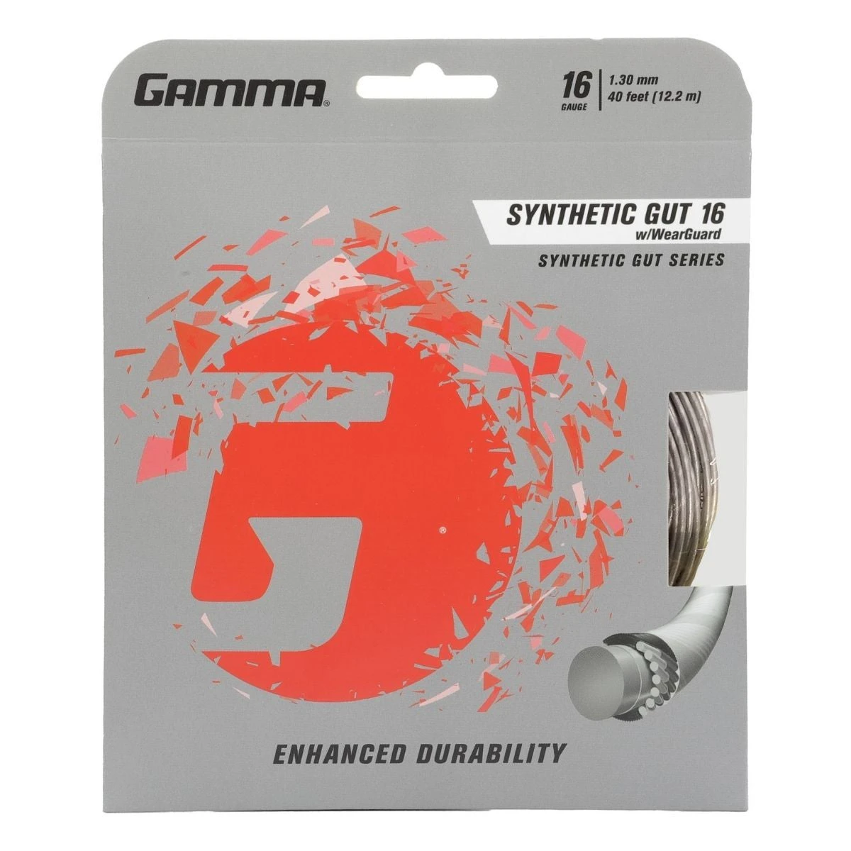 Gamma Synthetic 16/1.30 W/ Wearguard Tennis String (Silver) 1 Gamma Synthetic 16/1.30 W/ Wearguard Tennis String (Silver)