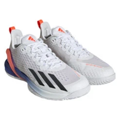 Adidas Adizero Cybersonic Men's Tennis Shoe (White/Black) -Racquet Pro Shop GY9634 6 FOOTWEAR Photography FrontLateralTopView transparent
