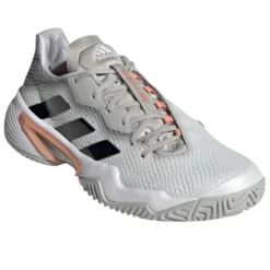 Adidas Barricade Women's Tennis Shoe (Grey/Black/Blush) 28 Adidas Barricade Women's Tennis Shoe (Grey/Black/Blush) -Racquet Pro Shop H67699 FTW photo front lateral top white