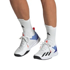 Adidas Courtflash Speed Men's Tennis Shoe (White/Black) -Racquet Pro Shop HQ8481 11 FOOTWEAR OnModel FrontView transparent