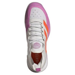 Adidas Adizero Ubersonic 4 Women's Tennis Shoe (White/Impact Orange) -Racquet Pro Shop HR2034 3 FOOTWEAR Photography Top Portrait View transparent b27a6d5c f30a 4281 b59d f09a54fc391b