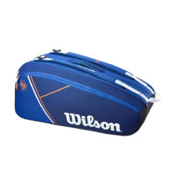 Wilson Super Tour 9 Pack Roland Garros Racquet Bag (Blue/Clay) -Racquet Pro Shop Wilson Roland Garros Super Tour 9PK Blue Orange 3