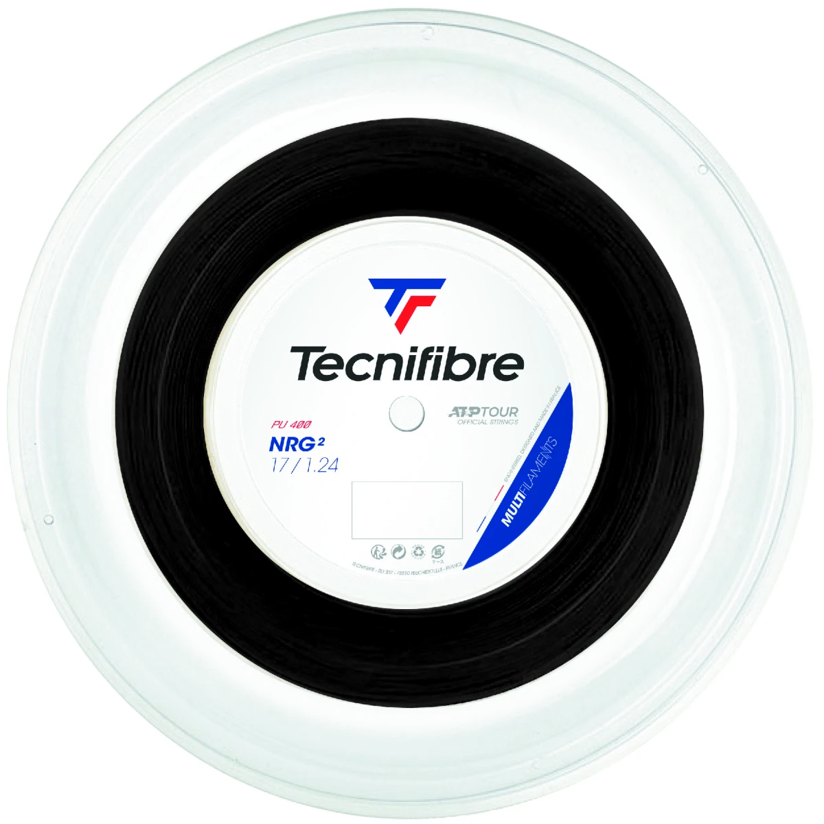 Tecnifibre NRG2 17/1.24 Tennis String Reel (Black) 1 Tecnifibre NRG2 17/1.24 Tennis String Reel (Black)